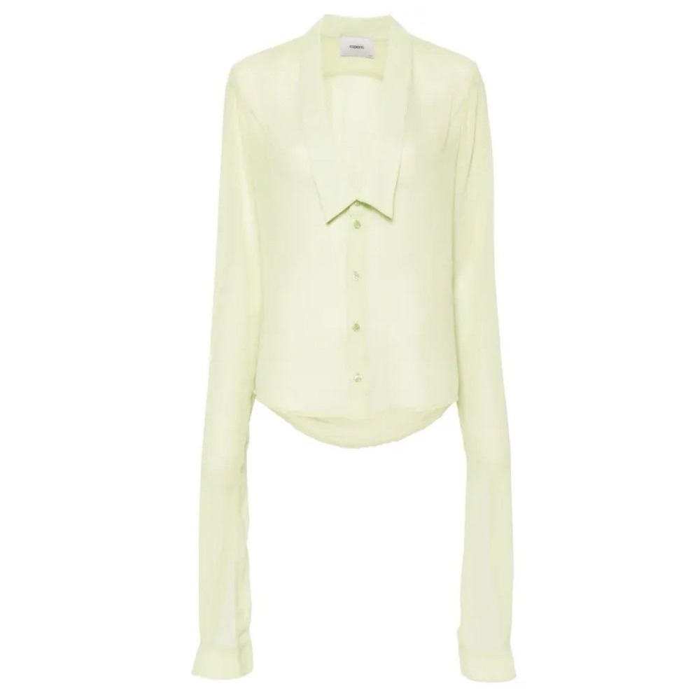 Coperni Light Green Sheer open collar shirt Size 34/4. NWT‎